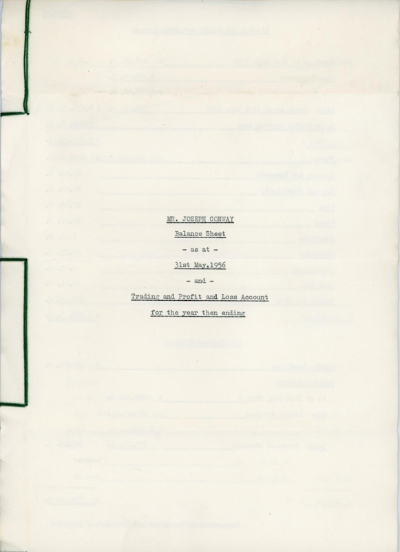 Balance Sheet; Conway, Joseph; 1956; GWL-2016-43-2-17