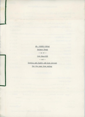 Balance Sheet; Conway, Joseph; 1956; GWL-2016-43-2-17