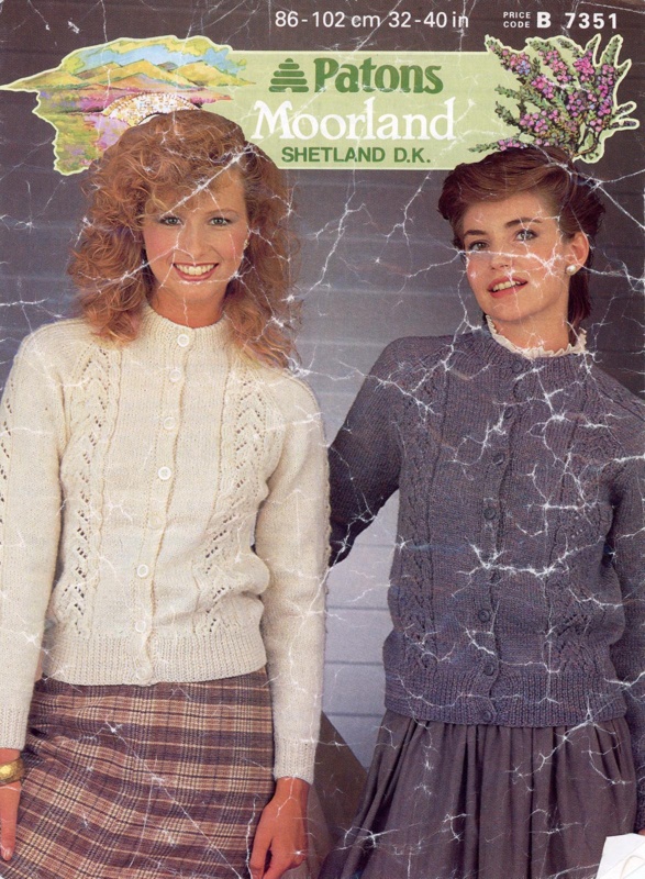 Knitting pattern: Cable and Lace Panelled Cardigan; Patons Booklet 7351; 1983; GWL-2017-11-27