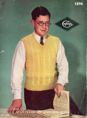 Knitting pattern: Man's Sleeveless Pullover;  Copley's Leaflet No. 1894; GWL-2016-159-10