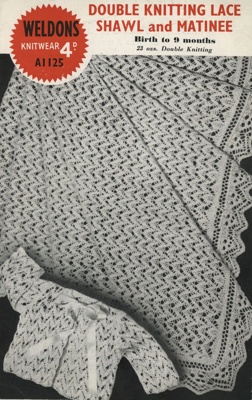 Knitting pattern: Lace Shawl and Matinee; Weldons Knitwear A1125; GWL-2016-95-63