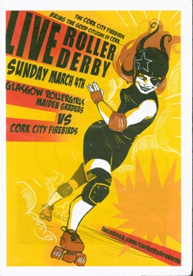 Roller derby programme cover for Cork City Firebirds vs GRR Maiden Grrders