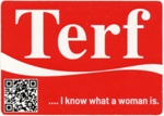 Sticker: Terf... I Know What A Woman Is; Let Women Speak; c.2023; GWL-2023-110-6