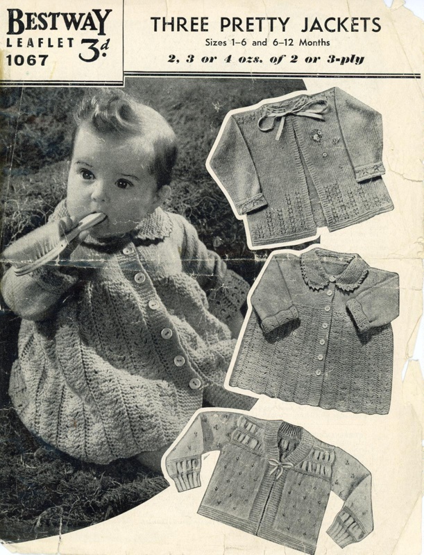 Knitting pattern: Three Pretty Jackets; Bestway Leaflet 1067; c.1940s; GWL-2022-113-4