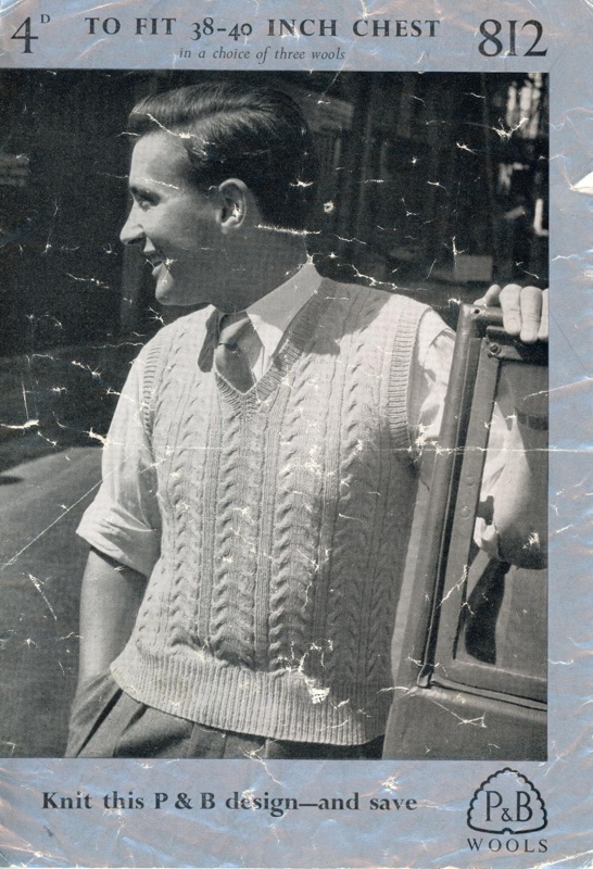 Knitting pattern: Man's Sleeveless Pullover; P&B Wools No. 812; GWL-2014-59-24