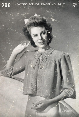 Knitting pattern: Lady's Dressing Jacket; P&B Knitwear Fashions No. 988; c.1950s; GWL-2022-124