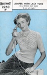 Knitting pattern: Jumper with Lacy Yoke; Bestway Leaflet No. 2250;GWL-2014-59-9