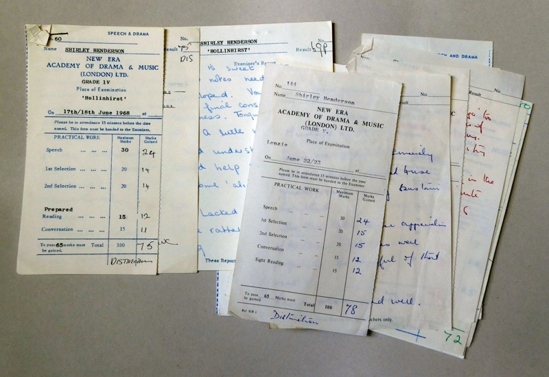 Selection of exam reports and crit sheets: New Era exams; New Era Academy of Drama & Music; 1964-70; GWL-2021-5-8