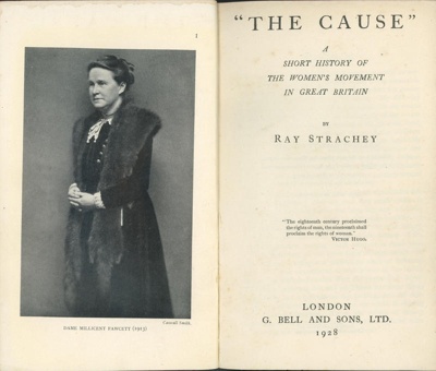 Title page: "The Cause": A Short History of the Women's Movement in Great Britain; Strachey, Ray; 1928; GWL-2025-109-1