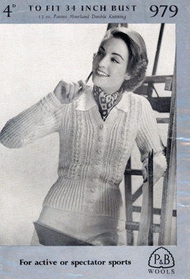 Knitting pattern: Snug Fitting Cardigan; Patons & Baldwins Wools No.979; GWL-2016-159-62