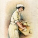 Cigarette card (front): Woman on War Work Series No. 21: Baker; Carreras Ltd; 1916; GWL-2022-127-1