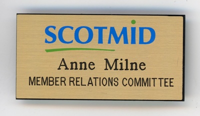 GWL-2015-112-33: Name badge; SCOTMID GWL-2015-112-33: Name badge; SCOTMID