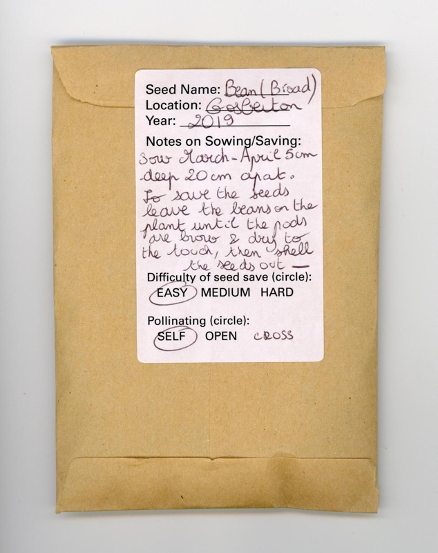 Seed packet: Broad Bean; Glasgow Seed Library; 2019; GWL-2021-18-2