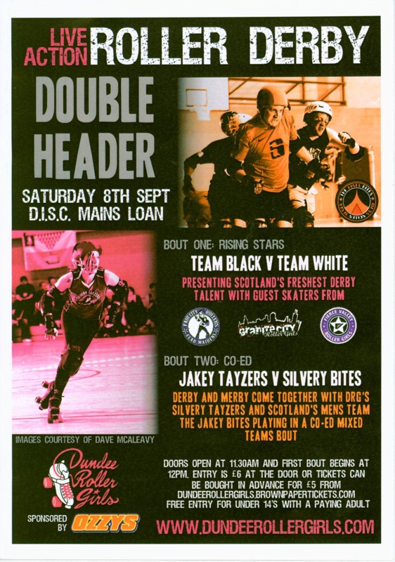 Programme cover for a Roller Derby Double Header presented by Dundee Roller Girls