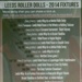 Back cover of roller derby programme listing Leeds Roller Dolls' 2014 fixtures