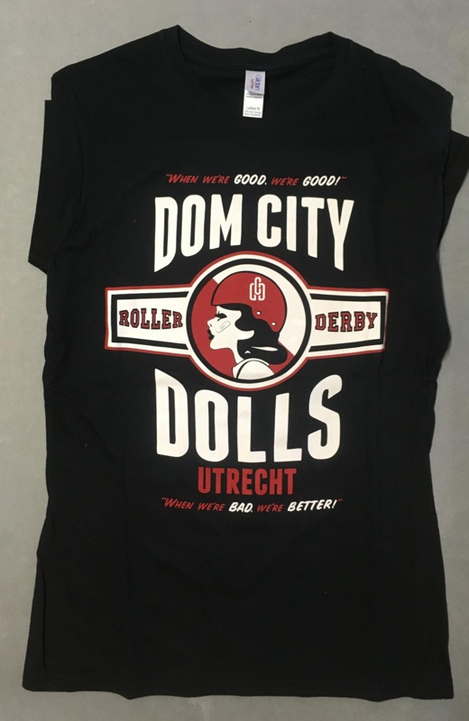 T-shirt: Dom City Dolls; Dom City Roller Derby; c.2010s; GWL-2019-96-1