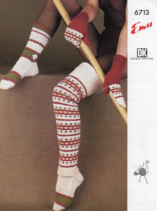 Knitting pattern: Socks, Legwarmers and Mitts; Emu No. 6713; c.1960s-70s; GWL-2017-11-8