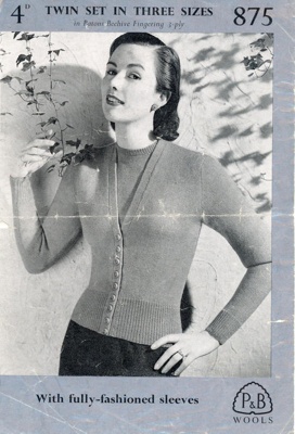 Knitting pattern: Twin Set; P&B Wools No. 875; c.1950s; GWL-2022-126-2