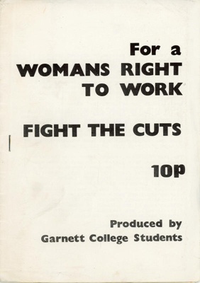 GWL-2026-28-2: Pamphlet cover: For a Woman's Right to Work
