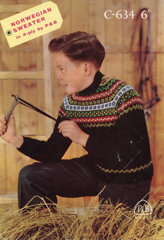 Knitting pattern: Norwegian Sweater; Patons & Baldwins C-634; GWL-2016-159-20