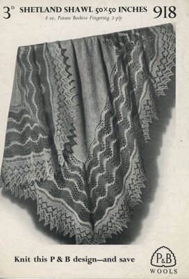 Knitting pattern: Shetland Shawl; P&B Wools No. 918; GWL-2016-95-67