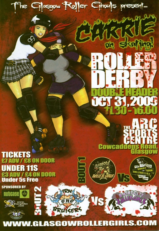 Cover of programme for "Carrie on Skating" Roller Derby Double Header, Oct 2009