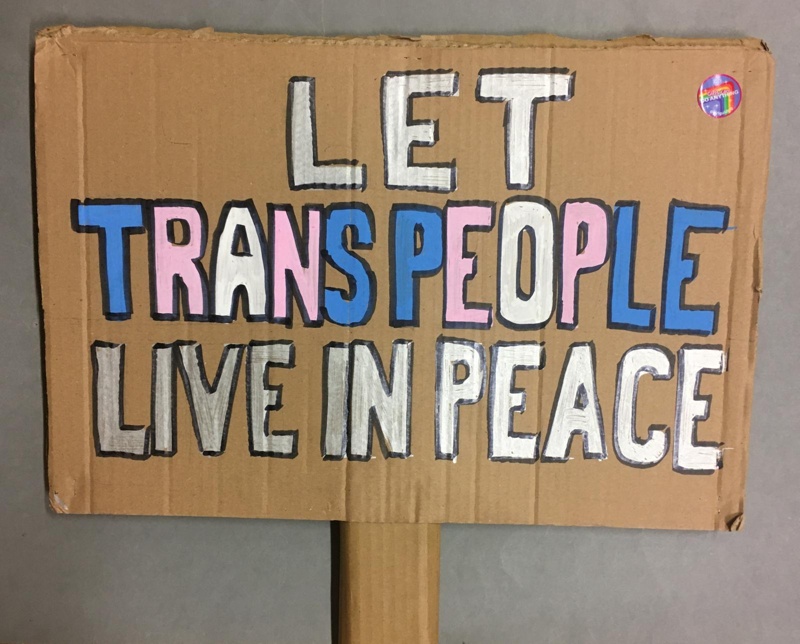 Placard: Let Trans People Live in Peace / Proud Queer Lesbian; 2023; GWL-2023-88-1