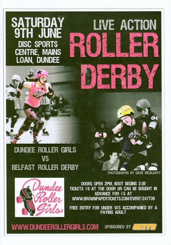 Programme cover featuring Dundee Roller Girls vs Belfast Roller Derby