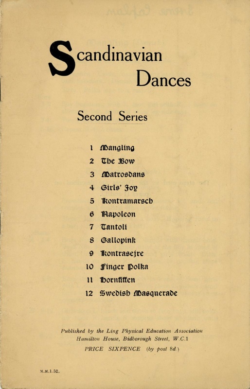 Booklet cover & contents: Scandinavian Dances - Second Series; Living Physical Education Association; 1952; GWL-2024-16-7