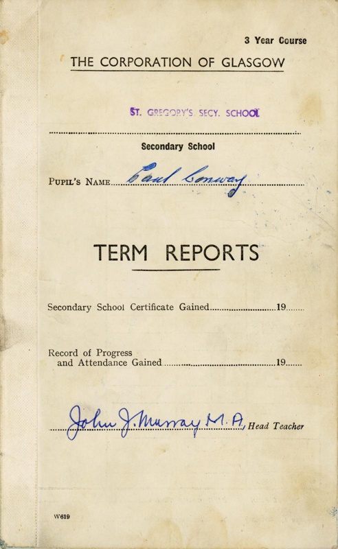 Term Reports: Paul Conway; Corporation of Glasgow; 1967-71; GWL-2016-43-2-2