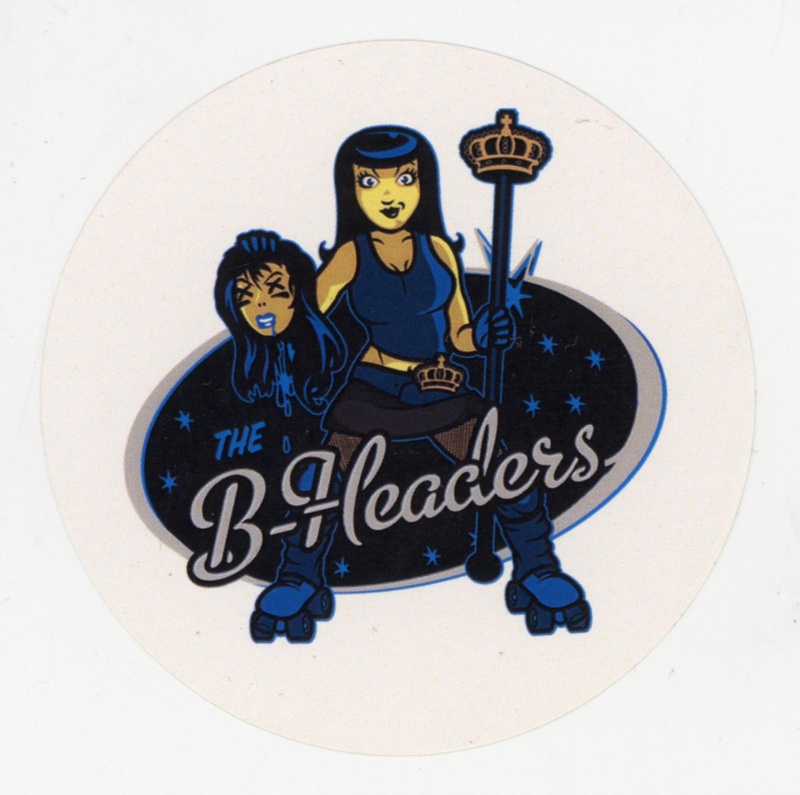 Sticker: The B-Headers; Royal Windsor Roller Derby; c.2007-23; GWL-2025-118-34 Sticker: The B-Headers; Royal Windsor Roller Derby; c.2007-23; GWL-2025-118-34