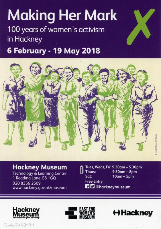 Flyer: Making Her Mark; Hackney Museum; 2018; GWL-2023-2-1