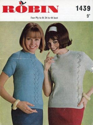 Knitting pattern: Lace Panel Jumpers; Robin No. 1439; 1960s; GWL-2015-94-50