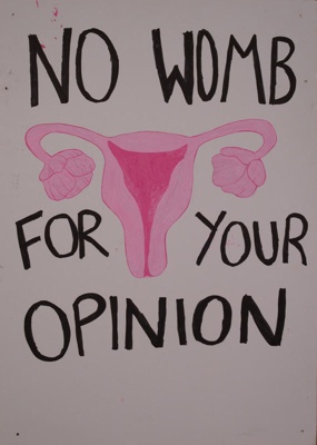 Placard: No Womb for Your Opinion; 2023; GWL-2023-36-13