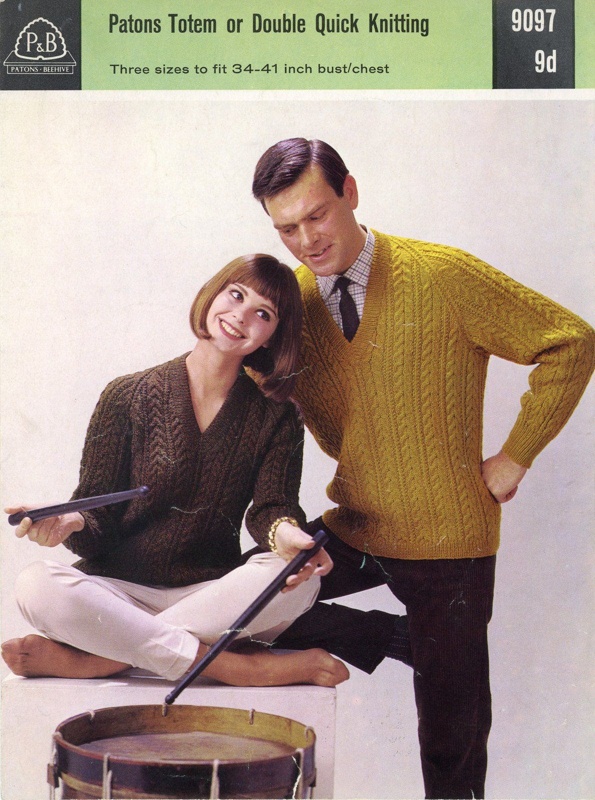 Knitting pattern: He/She Cables; Patons Beehive Booklet 9097; GWL-2022-15-25