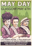 Poster featuring Suffragettes and promoting May Day events