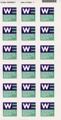 GWL-2025-157-4: Stickers: Women's Equality Party; 2017 GWL-2025-157-4: Stickers: Women's Equality Party; 2017