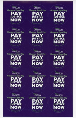 Stickers: Glasgow Equal Pay; UNISON; 2018; GWL-2019-69-19