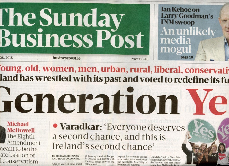 Newspaper: The Sunday Business Post; Post Publications Ltd; May 2018; GWL-2018-29-2