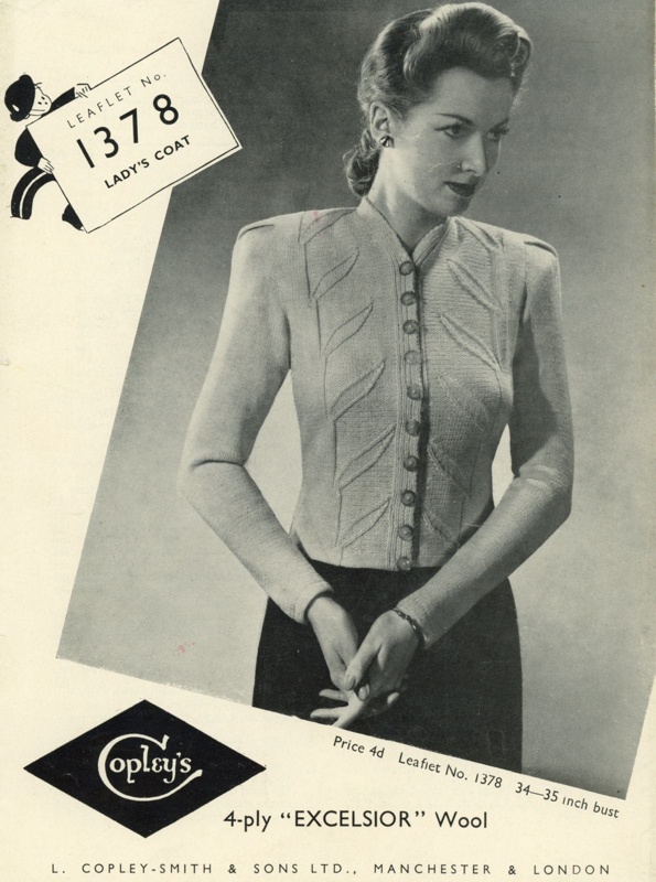 Knitting pattern: Lady's Coat; Copley's No. 1378; GWL-2016-159-32