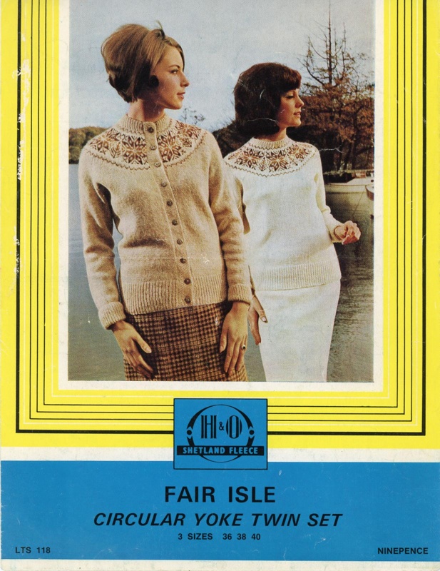 Knitting pattern: Fair Isle Circular Yoke Twin Set; H&O Shetland Fleece LTS 118; 1970s; GWL-2016-95-12