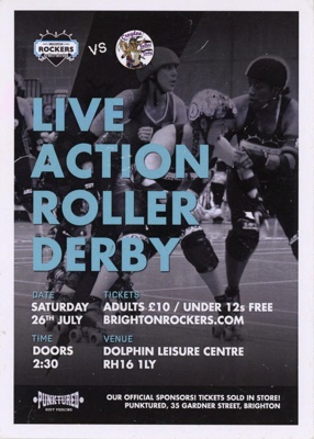 Flyer: Brighton Rockers vs Croydon; Brighton Rockers Roller Derby; July 2014; GWL-2015-140-7