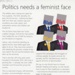 Flyer: Politics needs a feminist face; Left Unity; c. 2013-15; GWL-2015-39-11