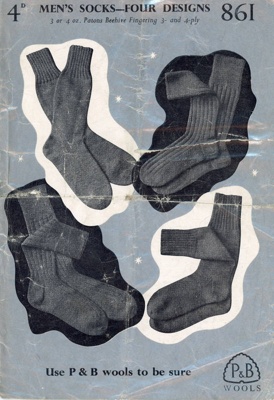 Knitting pattern: Men's Socks; P&B Wools No. 861; GWL-2015-34-43