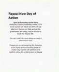 Flyer: Repeal Now Day of Action; c.2016; GWL-2022-152-29