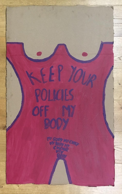 Placard: Keep Your Policies Off My Body; Glasgow Students for Choice; 2023; GWL-2023-55-4