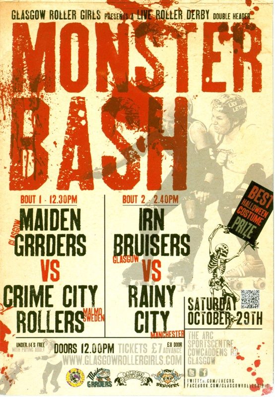 Front cover of Monster Bash programme presented by Glasgow Roller Girls