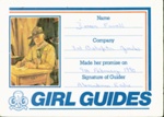 Girl Guide enrolment certificate (1990)