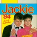 Front cover of Jackie Annual '84, featuring a heterosexual couple beside the tagline "Full of surprises!" and promising Fashion, Pop, Fun, Beauty, Stories and Quizzes inside. 