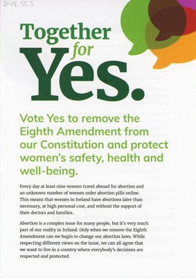 Flyer (front): Together for Yes; Together for Yes; c.2018; GWL-2018-58-5